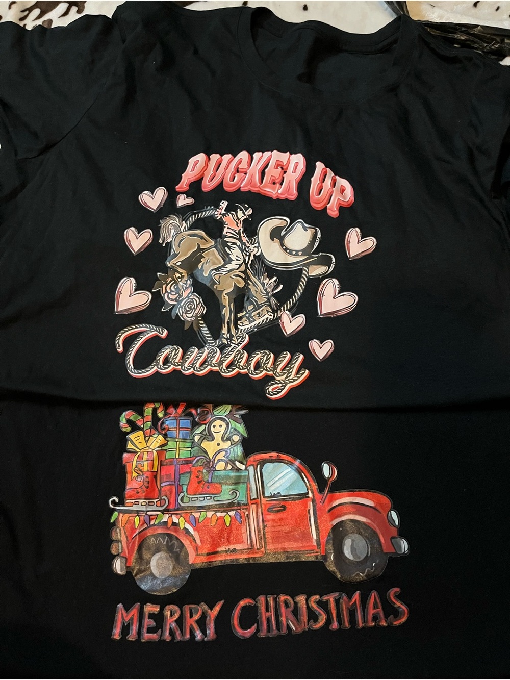 Black 'Pucker Up Cowboy' Graphic Tee - Holiday Truck Design bundle